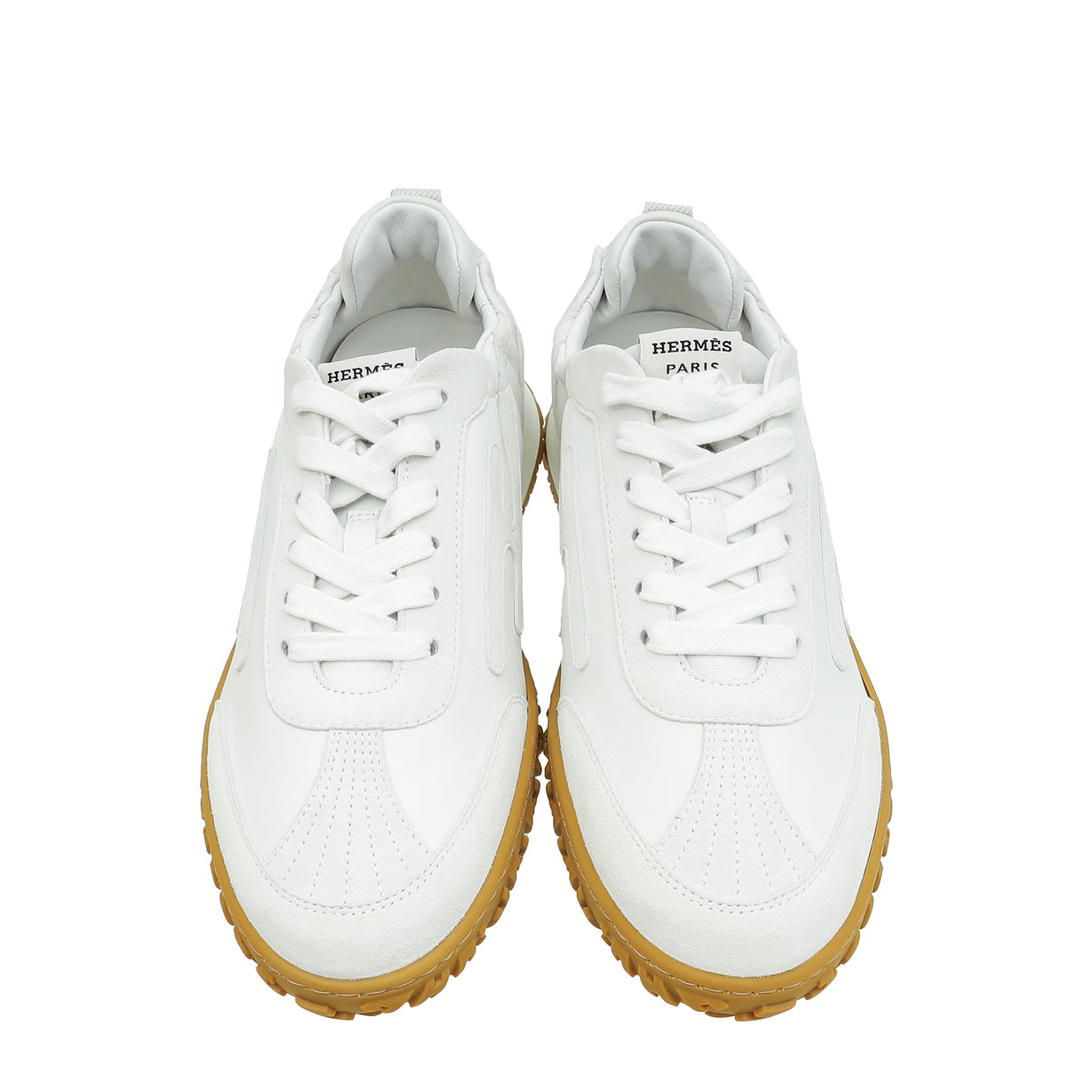 Hermes Blanc Jet Nappa, Suede Goatskin Sneaker 37