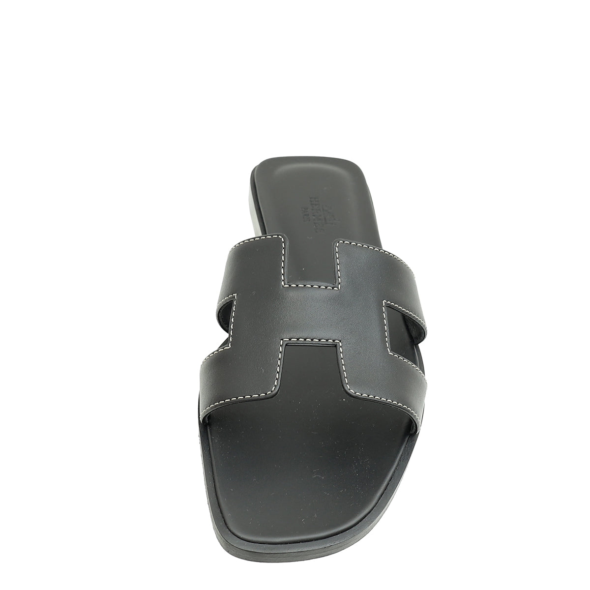 Hermes Noir Oran Sandals 37-Hermes-THE CLOSET