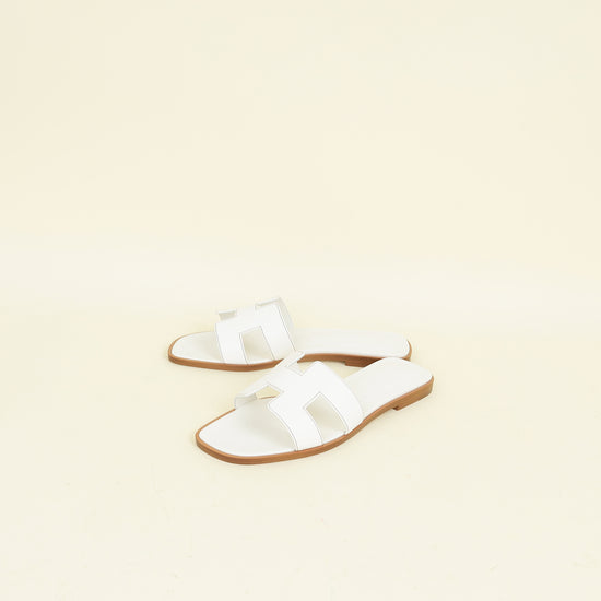 Hermes Blanc Oran Sandal 37