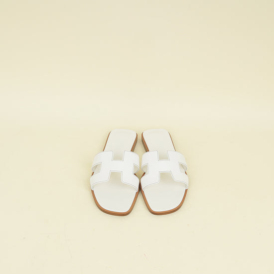 Hermes Blanc Oran Sandal 37