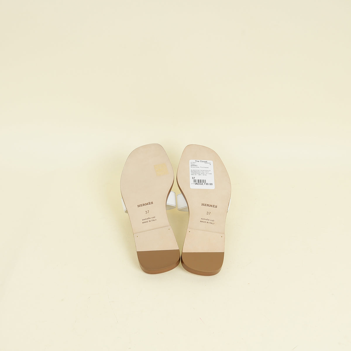 Hermes Blanc Oran Sandal 37