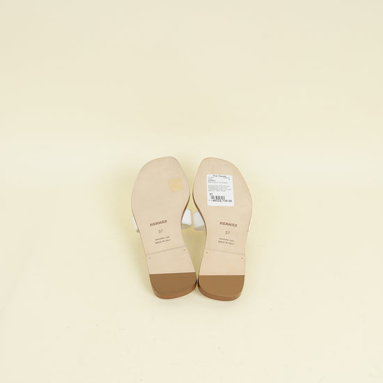 Hermes Blanc Oran Sandal 37