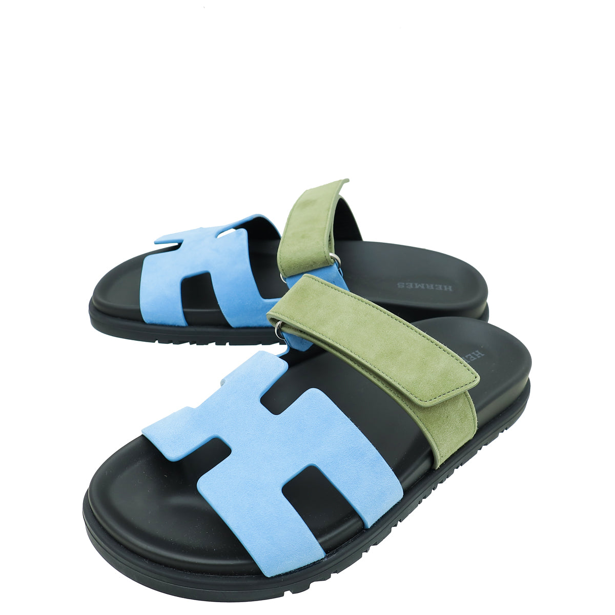 Hermes Bicolor Chypre Goatskin Suede Sandal 37-Hermes-THE CLOSET