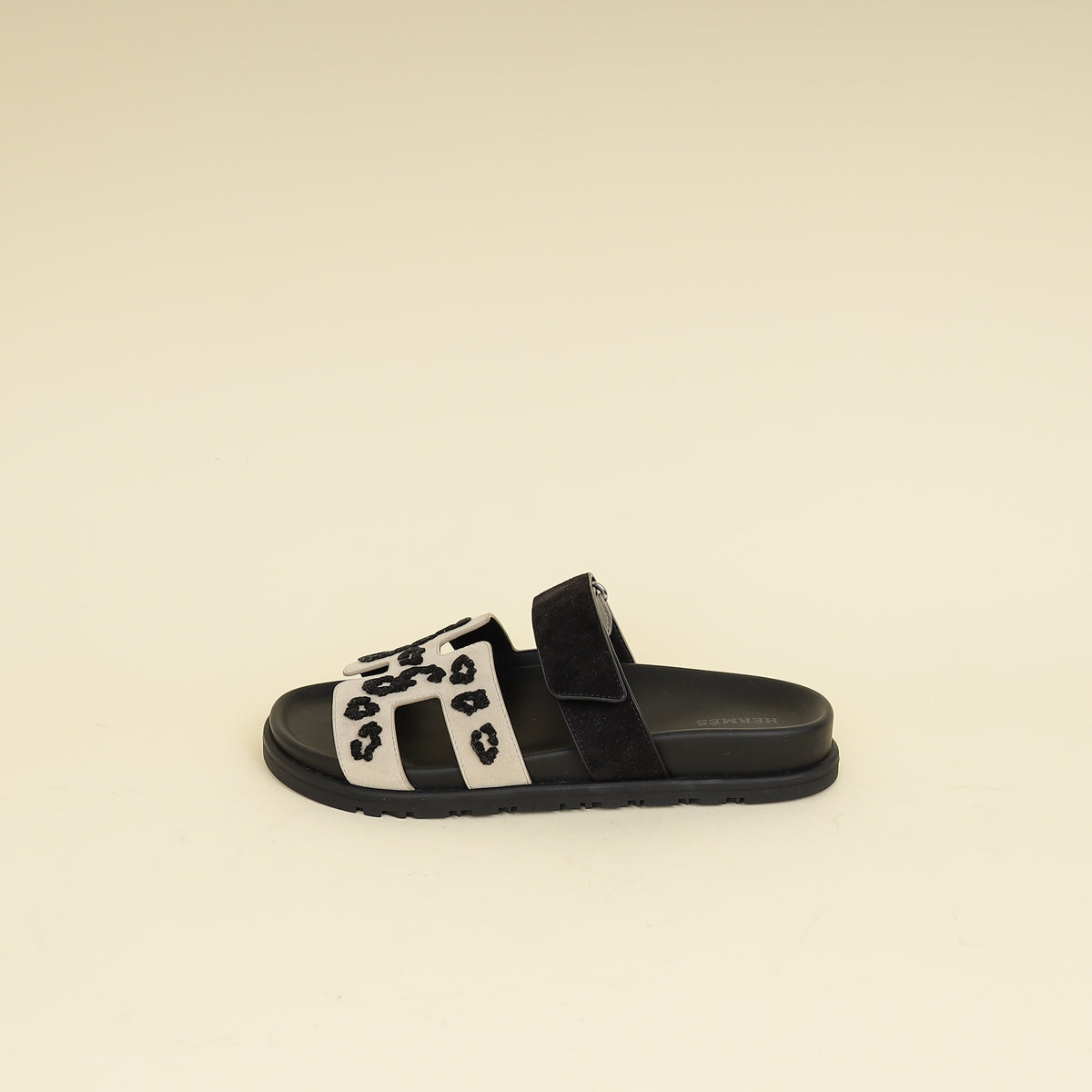 Hermes Bicolor Tufted Leopard Chypre Sandals 37-Hermes-THE CLOSET