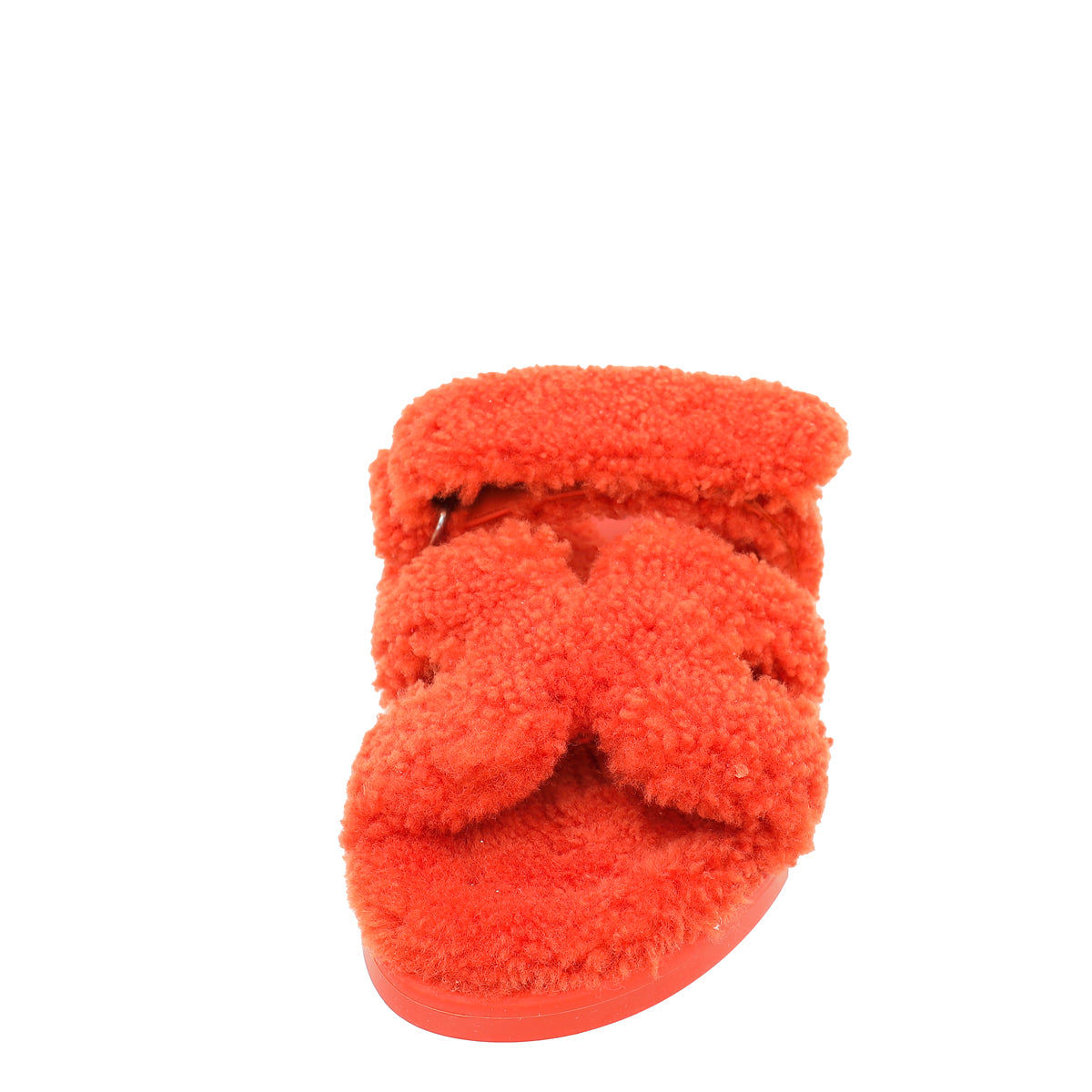 Hermes Orange Woolskin Chypre Sandal 37-Hermes-THE CLOSET