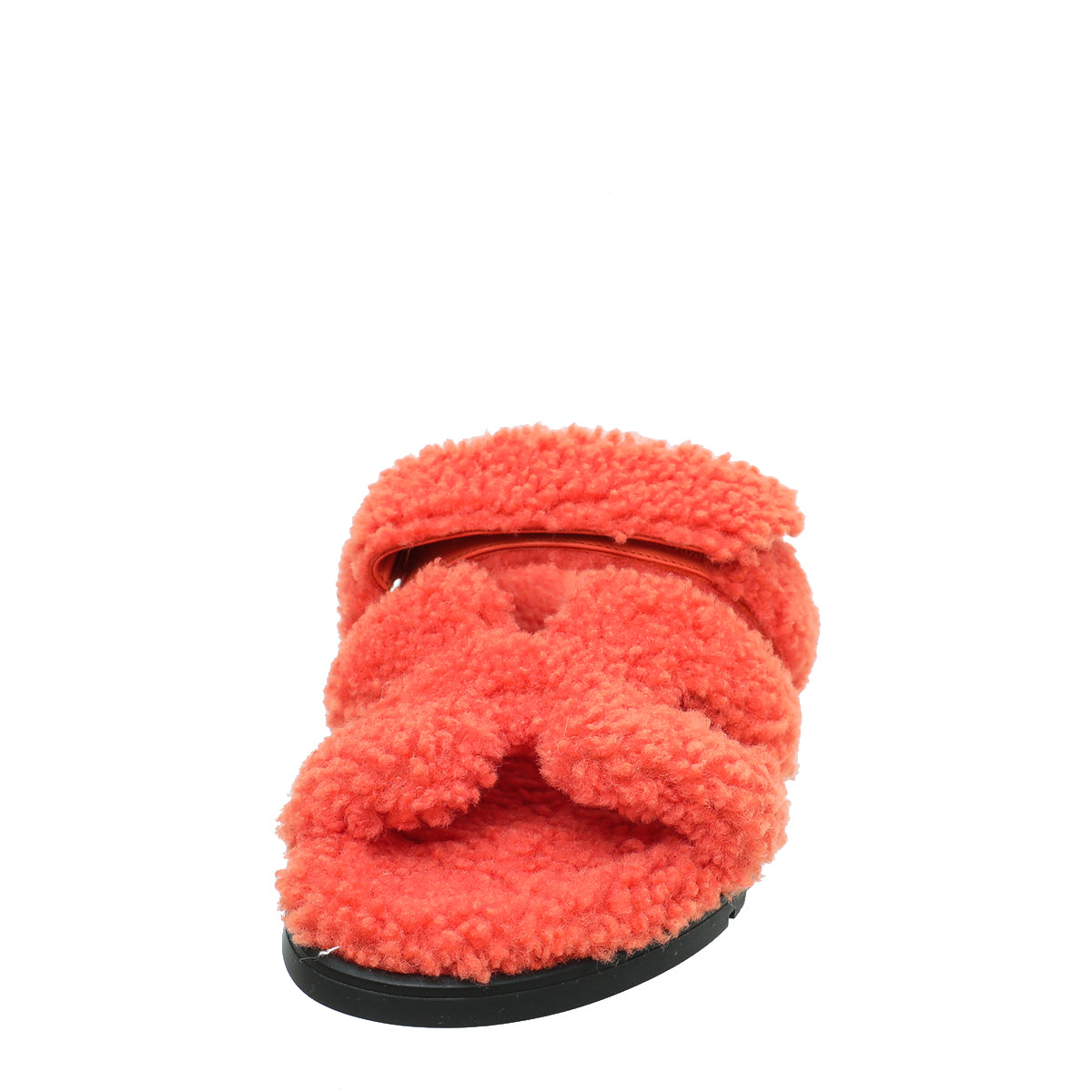 Hermes Orange Woolskin Chypre Sandal 37-Hermes-THE CLOSET