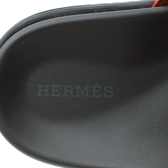 Hermes Orange Canyon Chypre Suede Goatskin Sandal 38.5