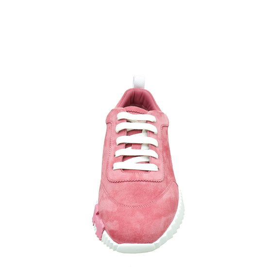 Hermes Rose Aphrodite Bouncing Suede Goatskin Sneaker 38.5