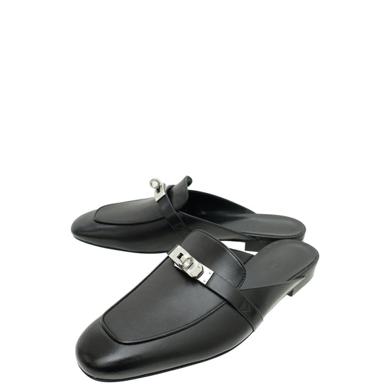 Hermes Noir OZ Mules 38.5