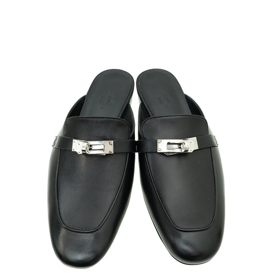 Hermes Noir OZ Mules 38.5