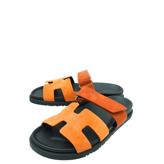 Hermes Bicolor Suede Chypre Sandal 38.5