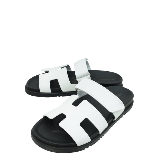 Hermes Blanc Chypre Sandals 38