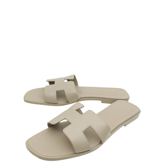 Hermes Beige Mastic Oran Sandals 38