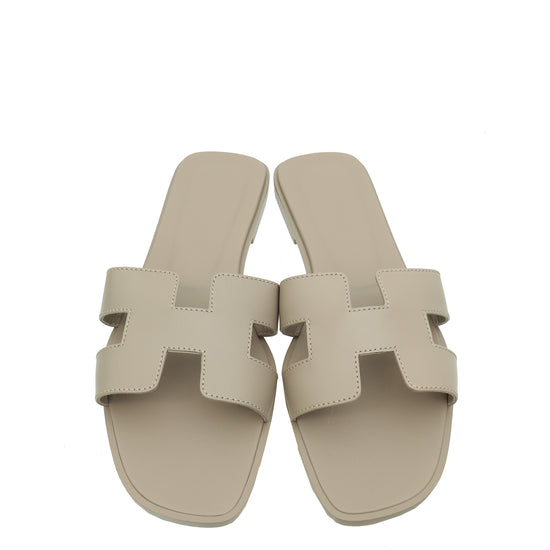 Hermes Beige Mastic Oran Sandals 38