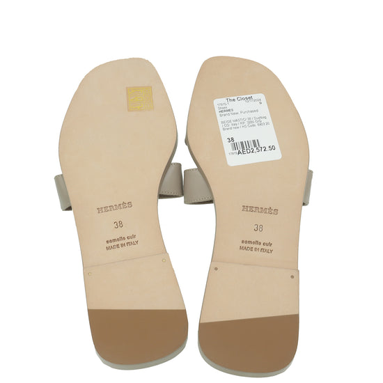 Hermes Beige Mastic Oran Sandals 38