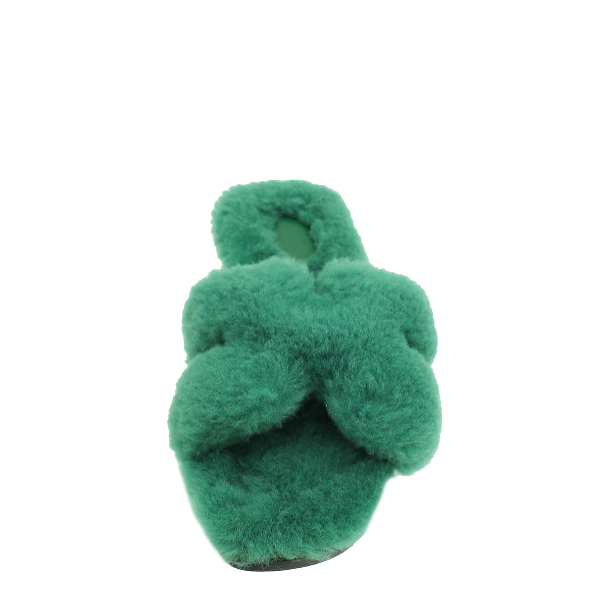 Hermes Vert Anglais Oran Shearling Sandal 38-Hermes-THE CLOSET