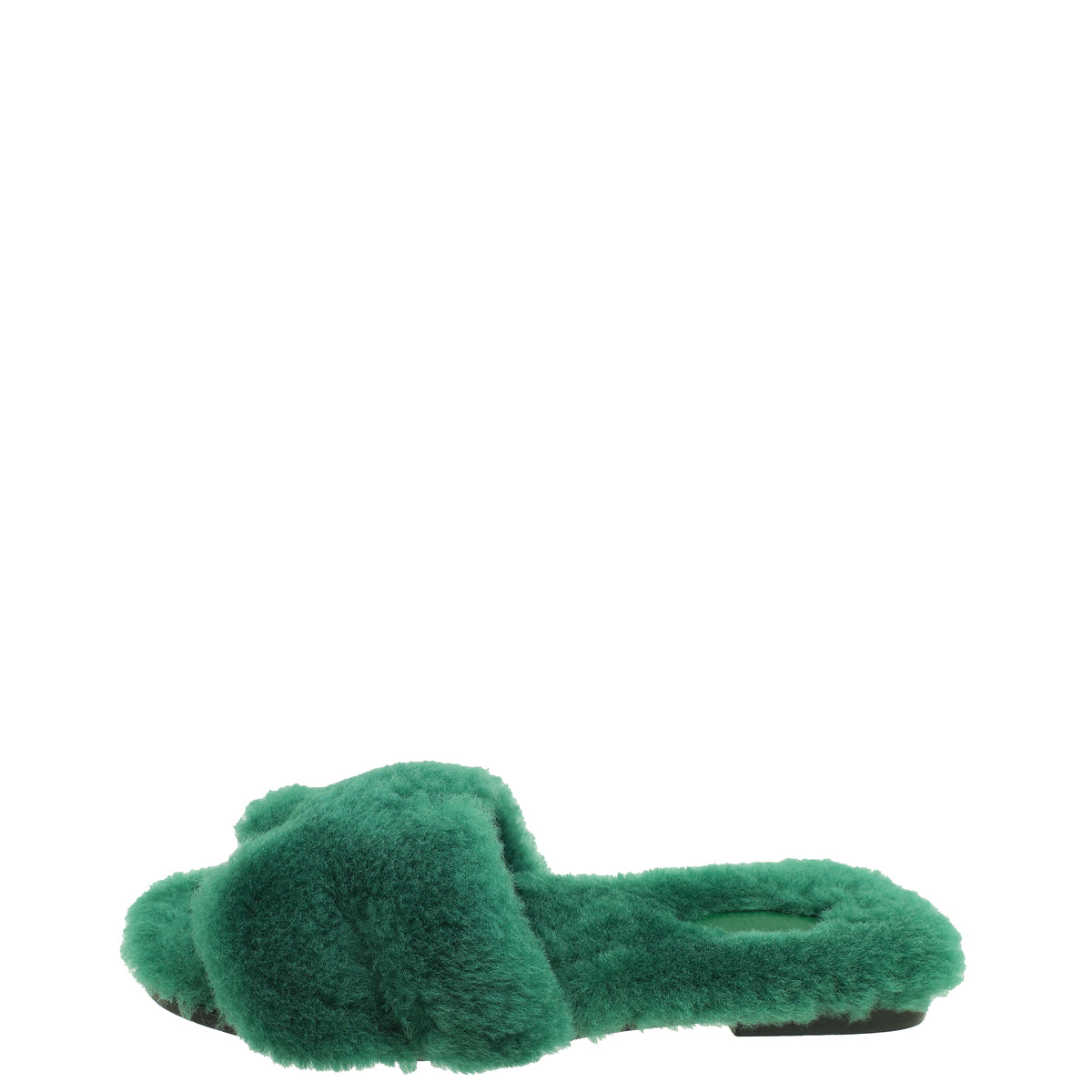 Hermes Vert Anglais Oran Shearling Sandal 38