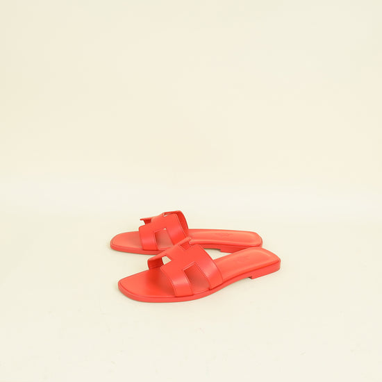 Hermes Orange Capucine Oran Sandal 38