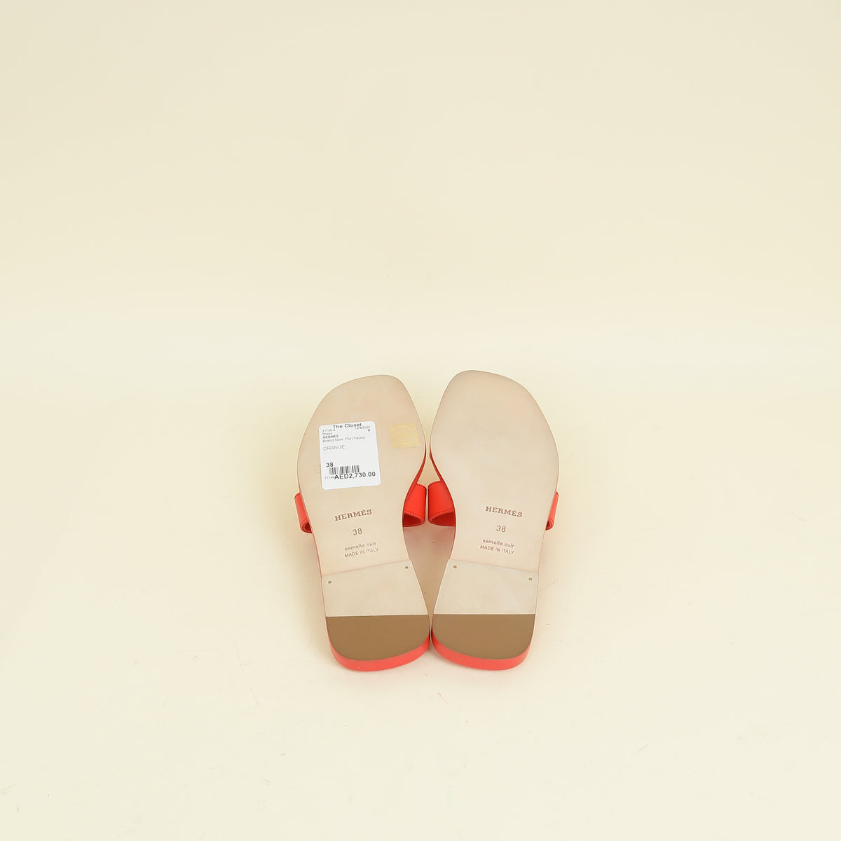 Hermes Orange Capucine Oran Sandal 38