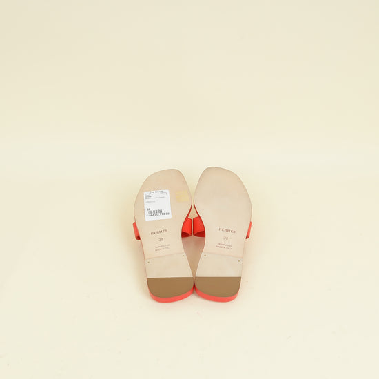 Hermes Orange Capucine Oran Sandal 38