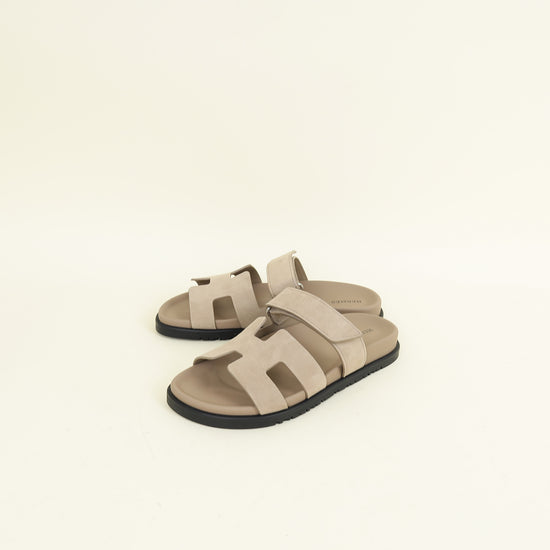 Hermes Beige Argile Chypre Suede Goatskin Sandal 38