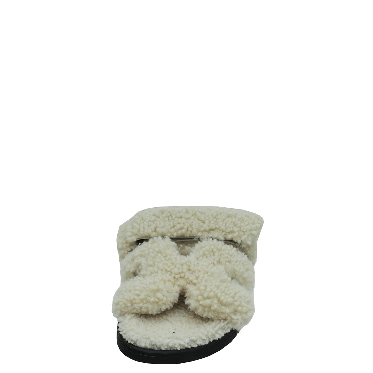 Hermes Ecru Woolskin Chypre Sandals 38-Hermes-THE CLOSET