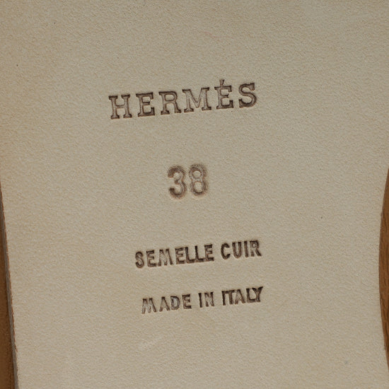 Hermes Beige Dore Caia Nappa Sandal 38