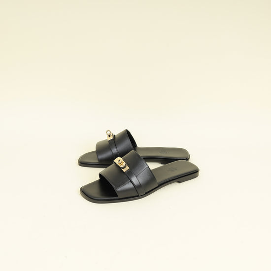 Hermes Noir Giulia Sandal 39.5