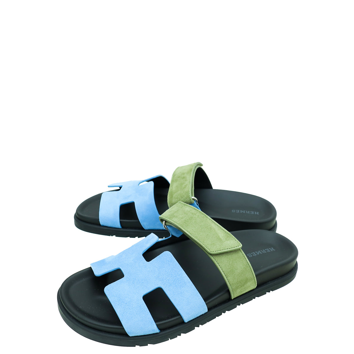 Hermes Bicolor Suede Goatskin Chypre Sandals 39.5-Hermes-THE CLOSET