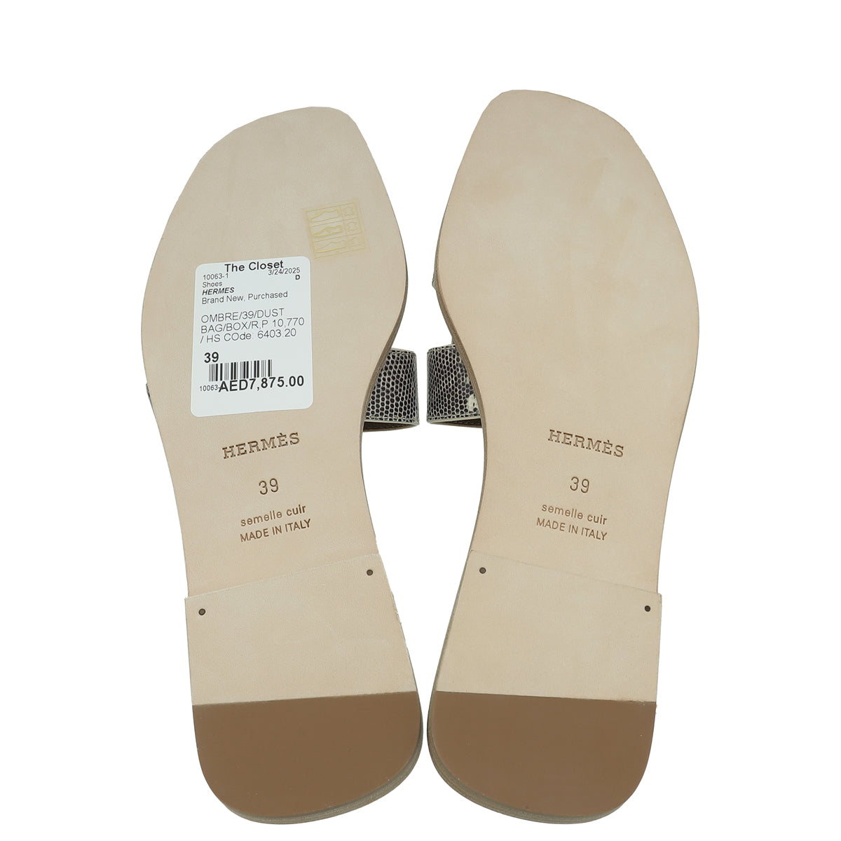 Hermes Ombre Oran Lizard Sandal 39