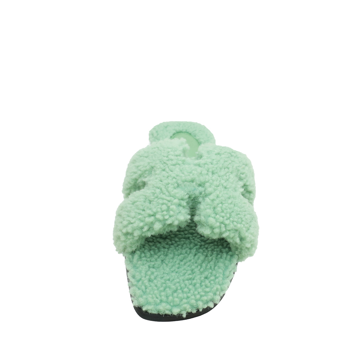 Hermes Vert D'eau Shearling Wool Oran Sandal 39-Hermes-THE CLOSET