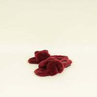 Hermes Rouge H Sherling Oran Sandals 40-Shoes-Hermes-THE CLOSET