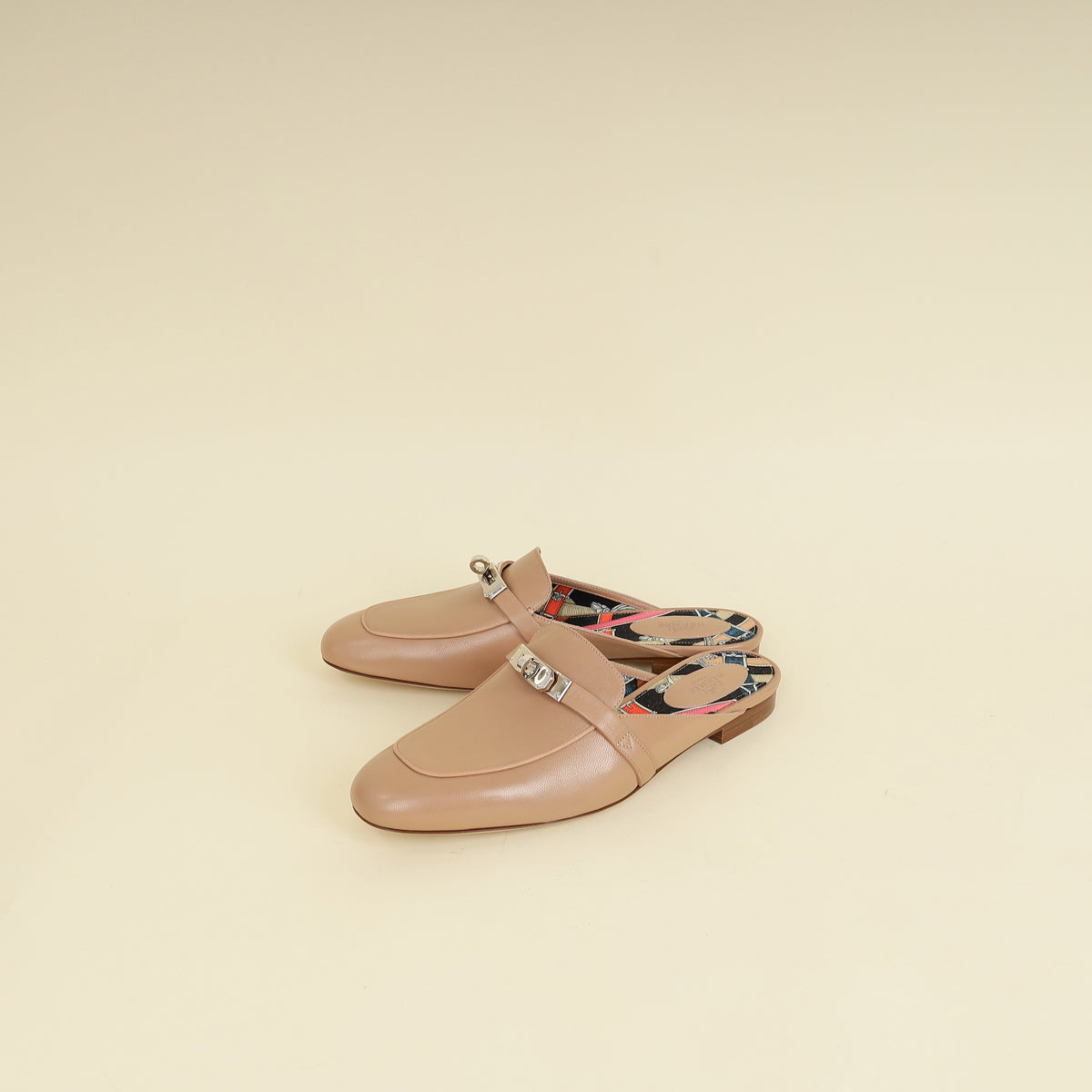 Hermes Beige Sarrazin Patterned Insole Oz Mule 40-Hermes-THE CLOSET