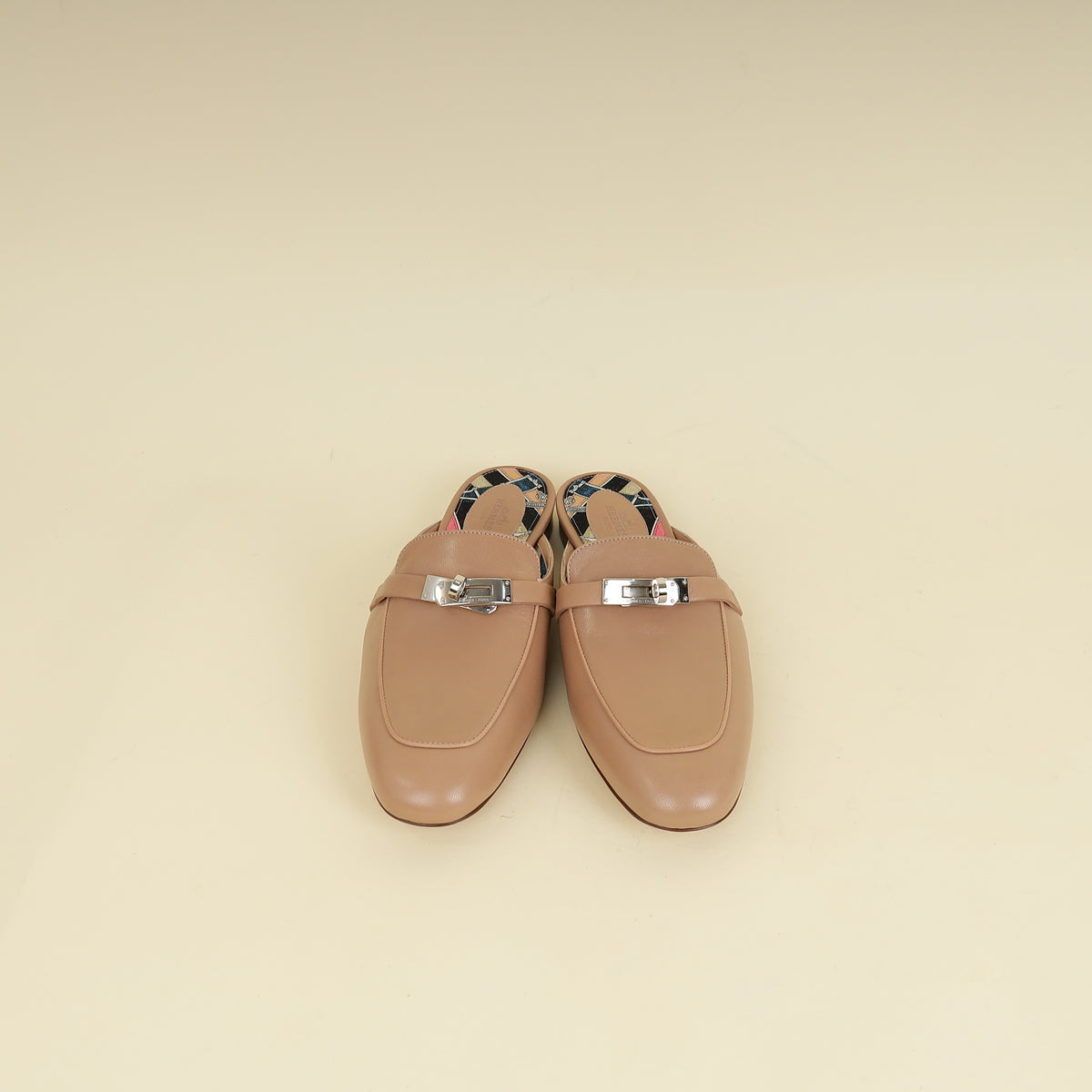 Hermes Beige Sarrazin Patterned Insole Oz Mule 40-Hermes-THE CLOSET