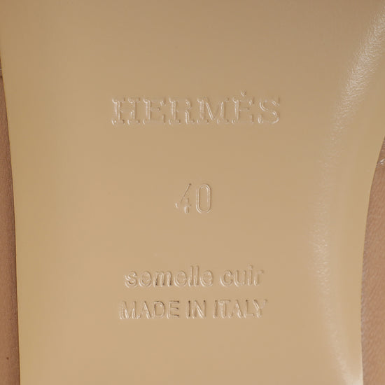 Hermes Beige Sarrazin Patterned Insole Oz Mule 40-Hermes-THE CLOSET