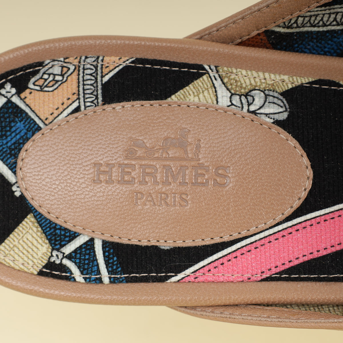 Hermes Beige Sarrazin Patterned Insole Oz Mule 40-Hermes-THE CLOSET