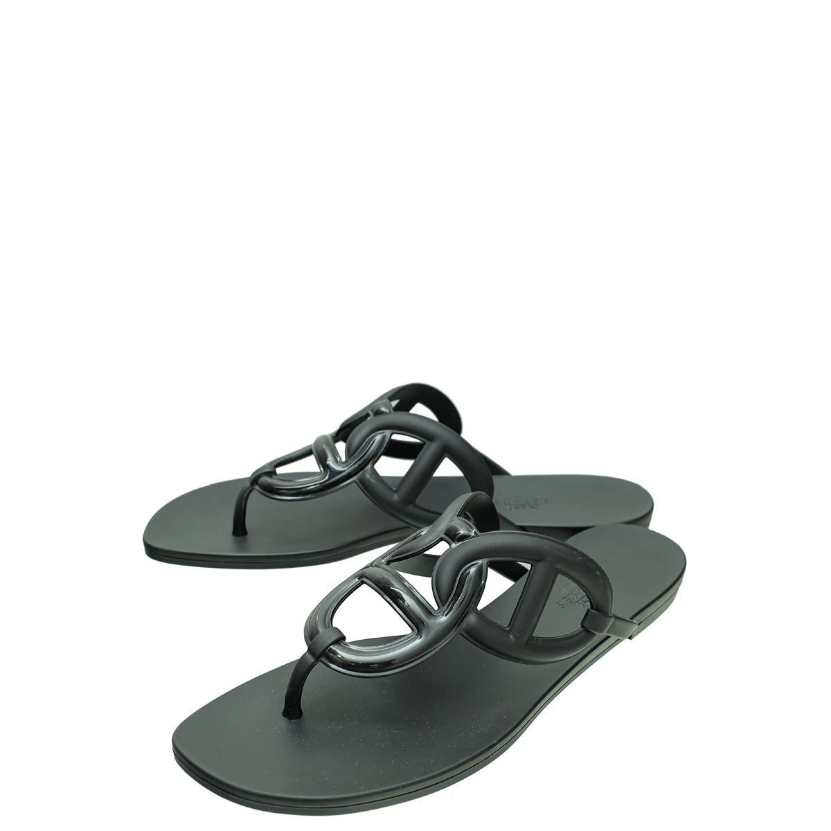 Hermes Noir Egerie Waterproof TPU Sandal 40-Hermes-THE CLOSET