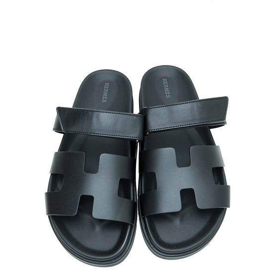 Hermes Black Chypre Sandals 40
