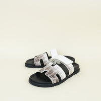Hermes Blanc Himalaya Crocodile Chypre Sandal 41.5