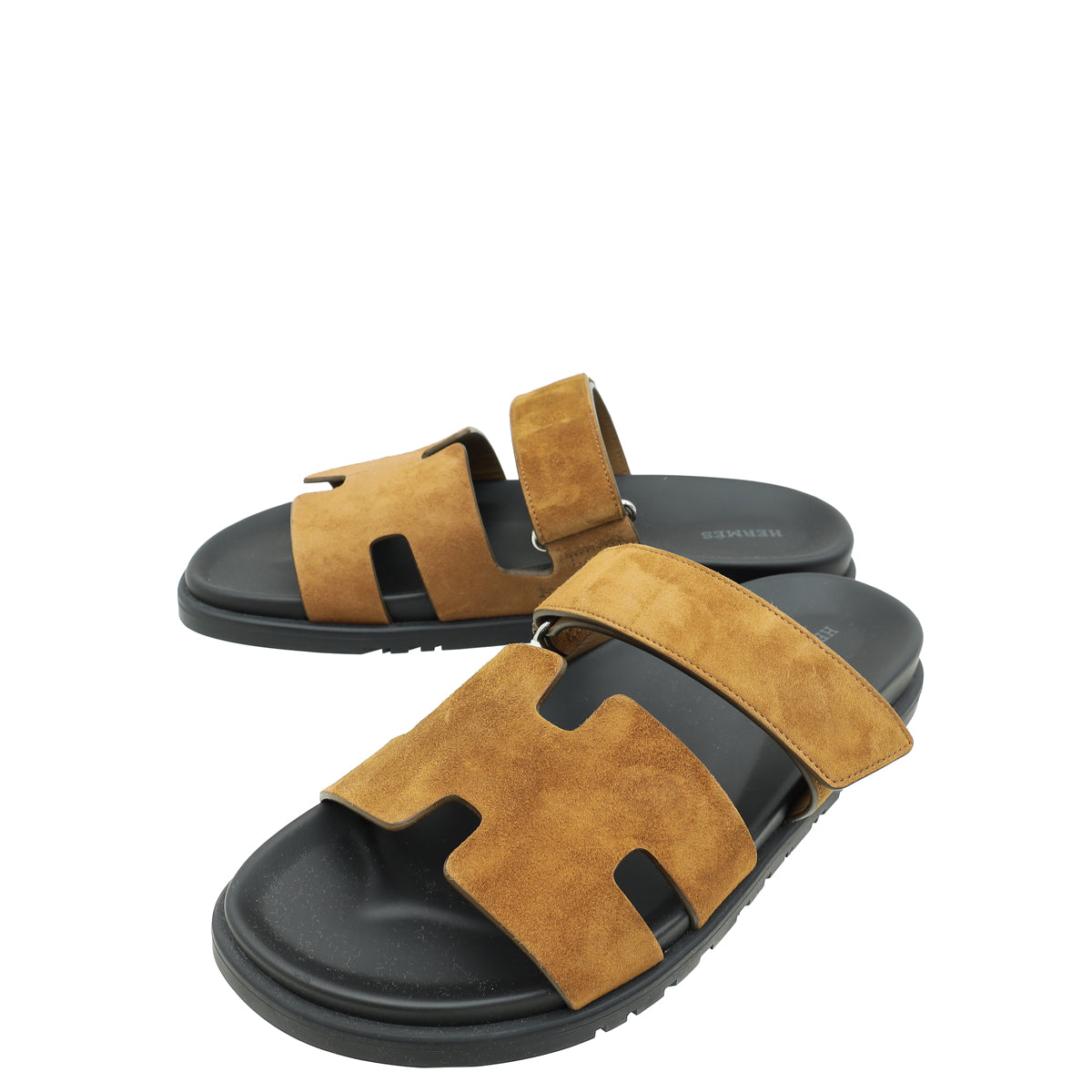 Hermes Brun Fume Suede Goatskin Chypre Sandal 42