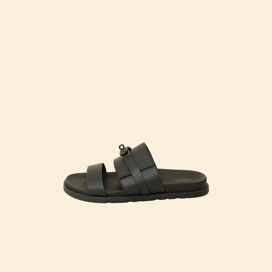 Hermes Noir Jackson Sandals 44-Hermes-THE CLOSET