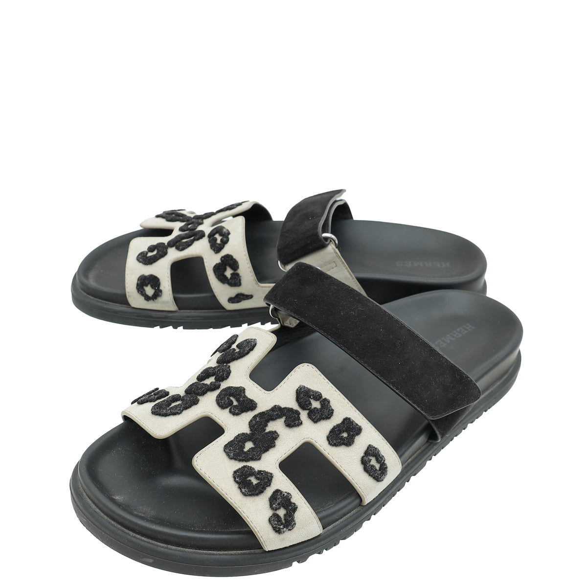 Hermes Bicolor Chypre Leopard Suede Goatskin Sandal 39.5-Hermes-THE CLOSET