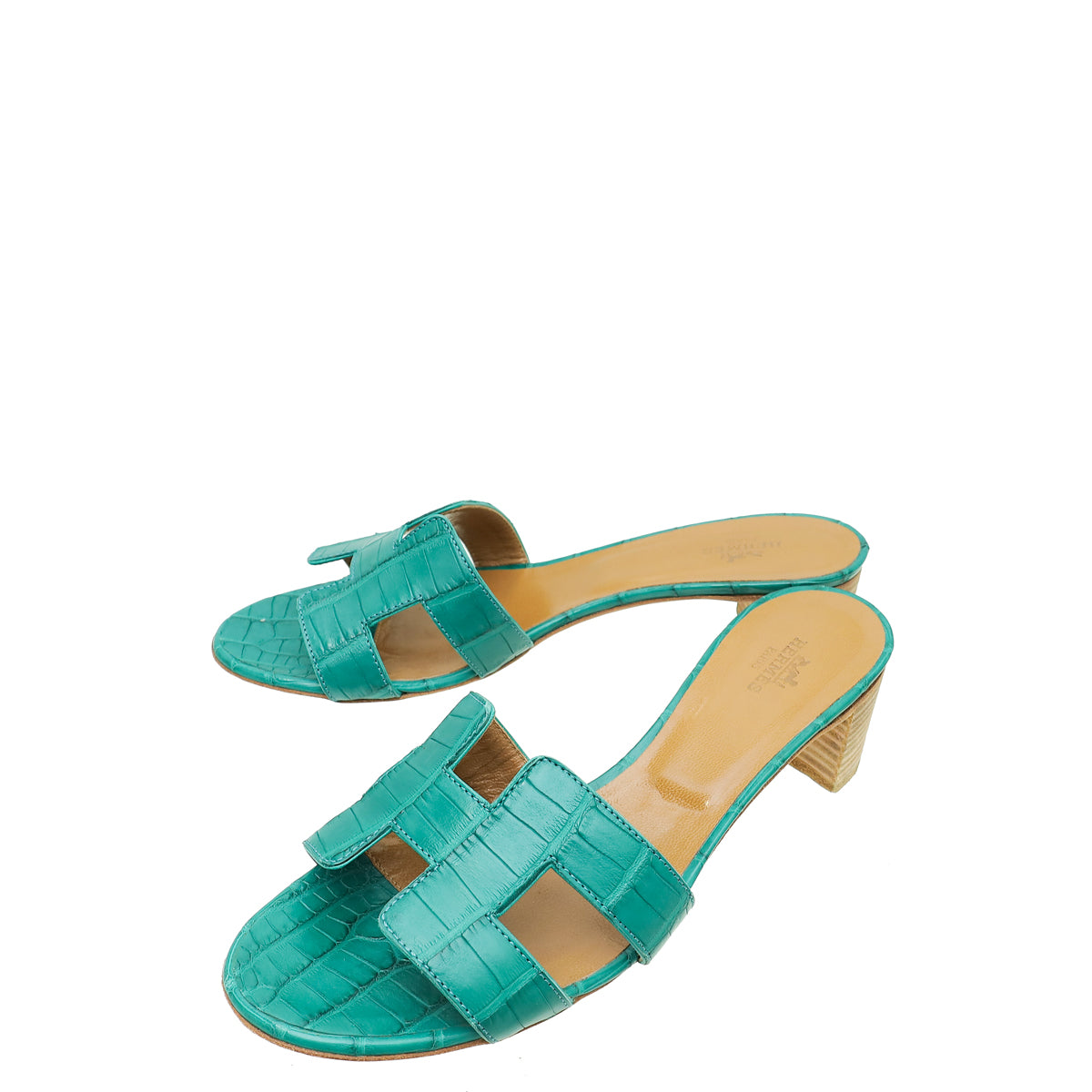 Hermes Vert Jade Matte Alligator Oasis Sandal 37.5-Hermes-THE CLOSET