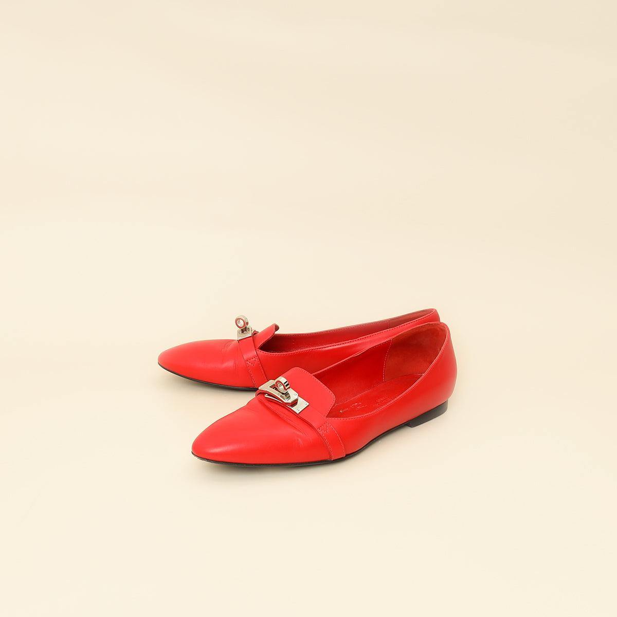 Hermes Rouge Pegase Kelly Flat Ballerina 35-Hermes-THE CLOSET