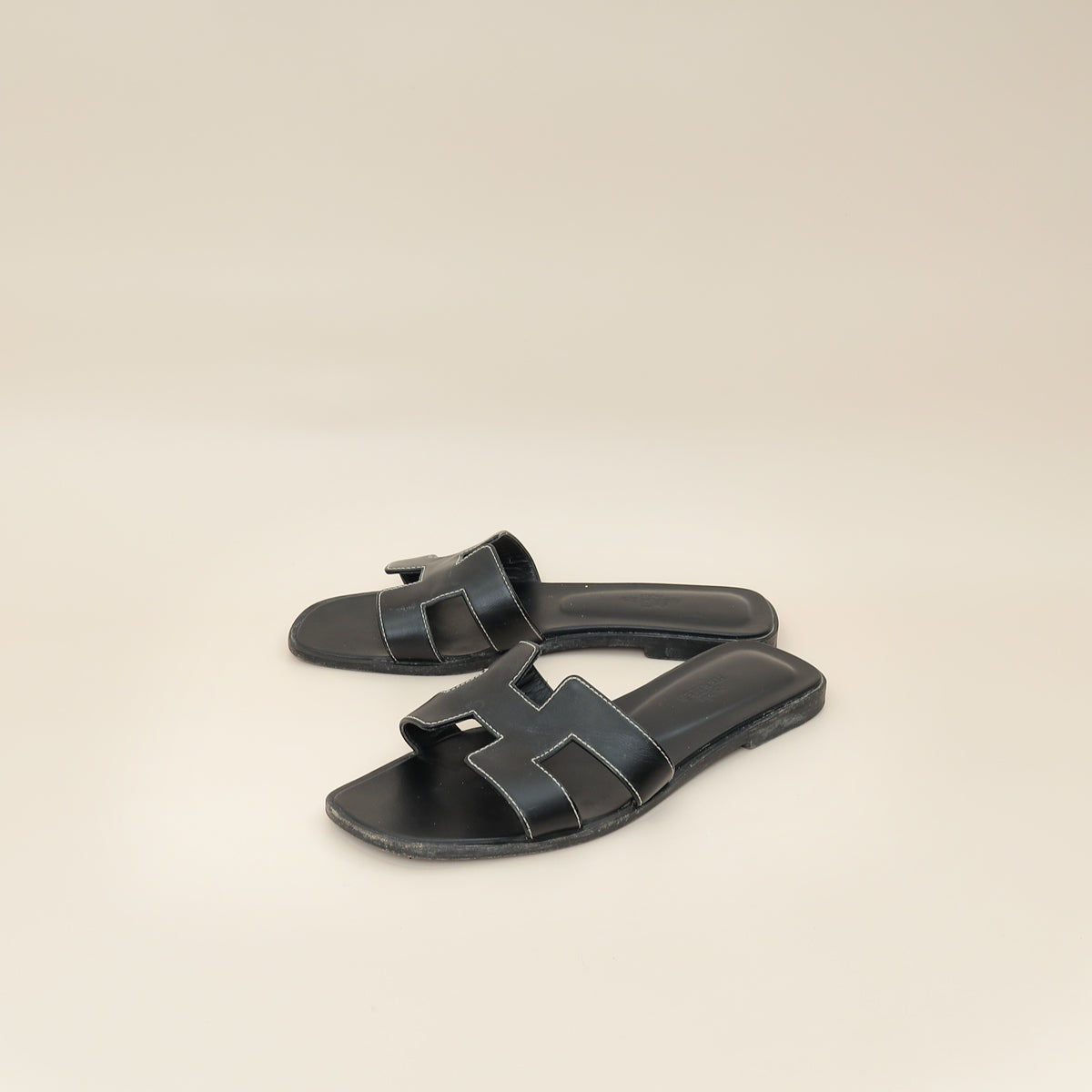 Hermes Noir Oran Sandal 36.5-Hermes-THE CLOSET