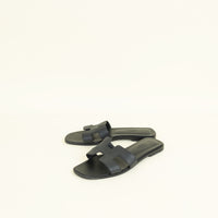 Hermes Noir Oran Sandals 36.5