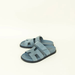 Hermes Bleu Chypre Suede Goatskin Sandal 36.5