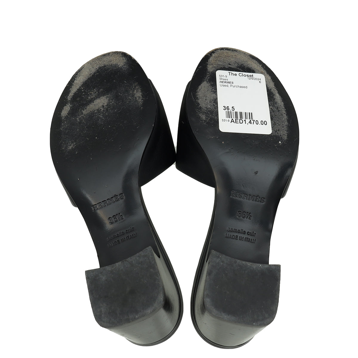 Hermes Noir Dreamy Sandal 36.5