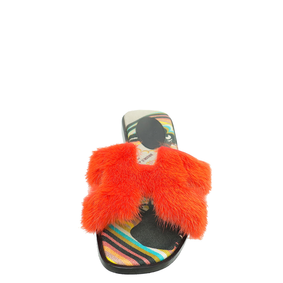 Hermes Rouge Coral Oran Mink Fur Sandal 36