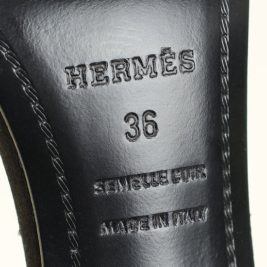Hermes Noir Crystal Detail Premiere 105 Sandal 36